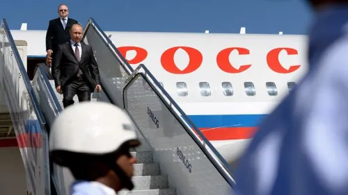 Putin aterrizando en Brasil.