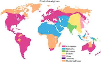 mapa de las religiones