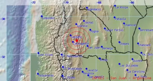 Imagen proporcionada por el INPRES, sismo 6.19.