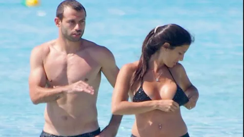 Mascherano y su esposa Fernanda Moreno