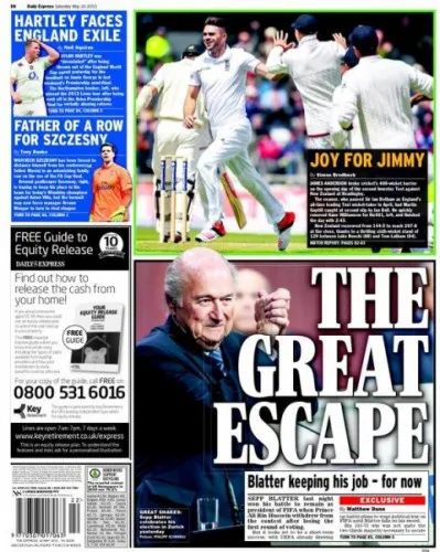  The New York Times no eligió como tema principal de tapa el triunfo de Blatter. Sin embargo, el escándalo de la FIFA no estuvo ausente.