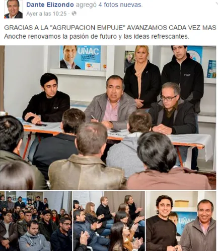 Dante Elizondo agradeció el apoyo de la agrupación EmpuGe en su página de Facebook.