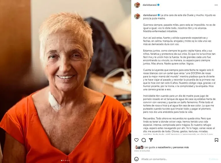 El conmovedor posteo de Darío Barassi en el Día de la Madre. (Foto: Captura Instagram /dariobarassi)