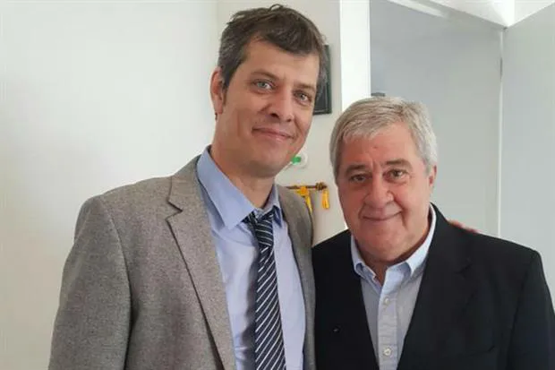 La fórmula. Mario Pergolini con el candidato a presidente de Boca, Jorge Amor Ameal.