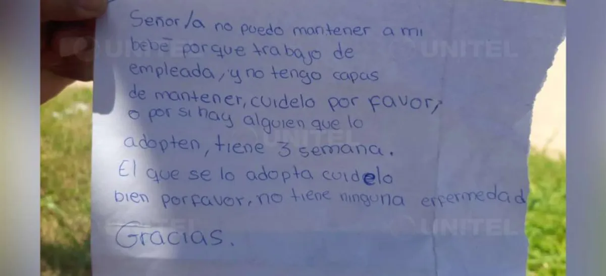 La sentida carta de joven que abandonó a su bebé obligada por su padre quien la violó.