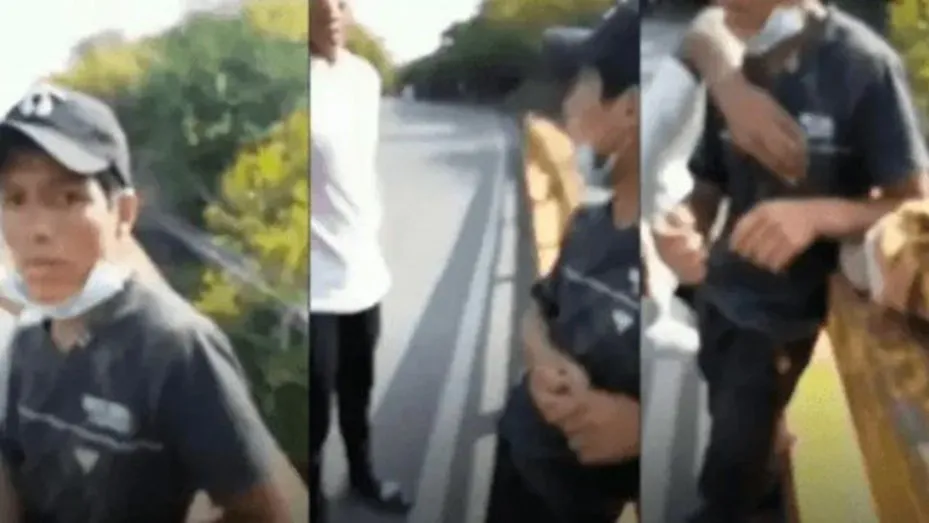 joven arrojado de puente