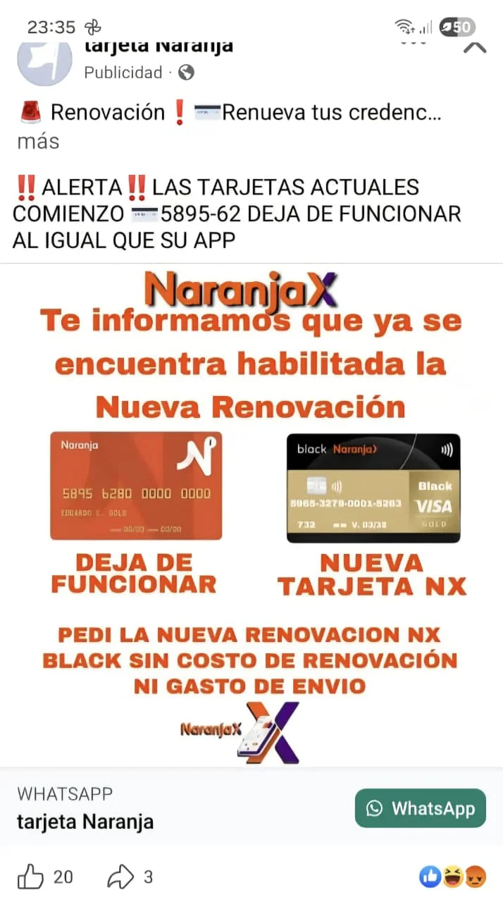 Estafa Tarjeta Naranja{
